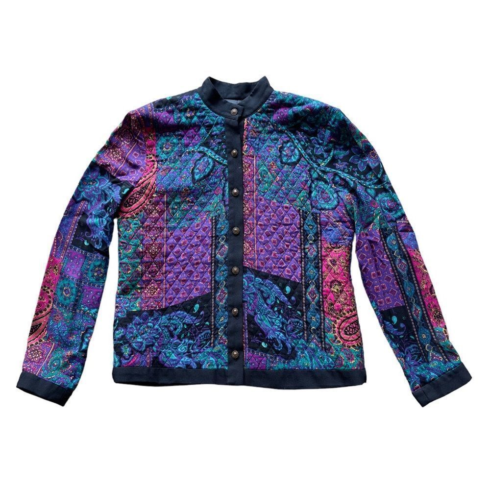 California Design by Dorothy Samuel Vintage Paisley Quilted Blouse Size 8